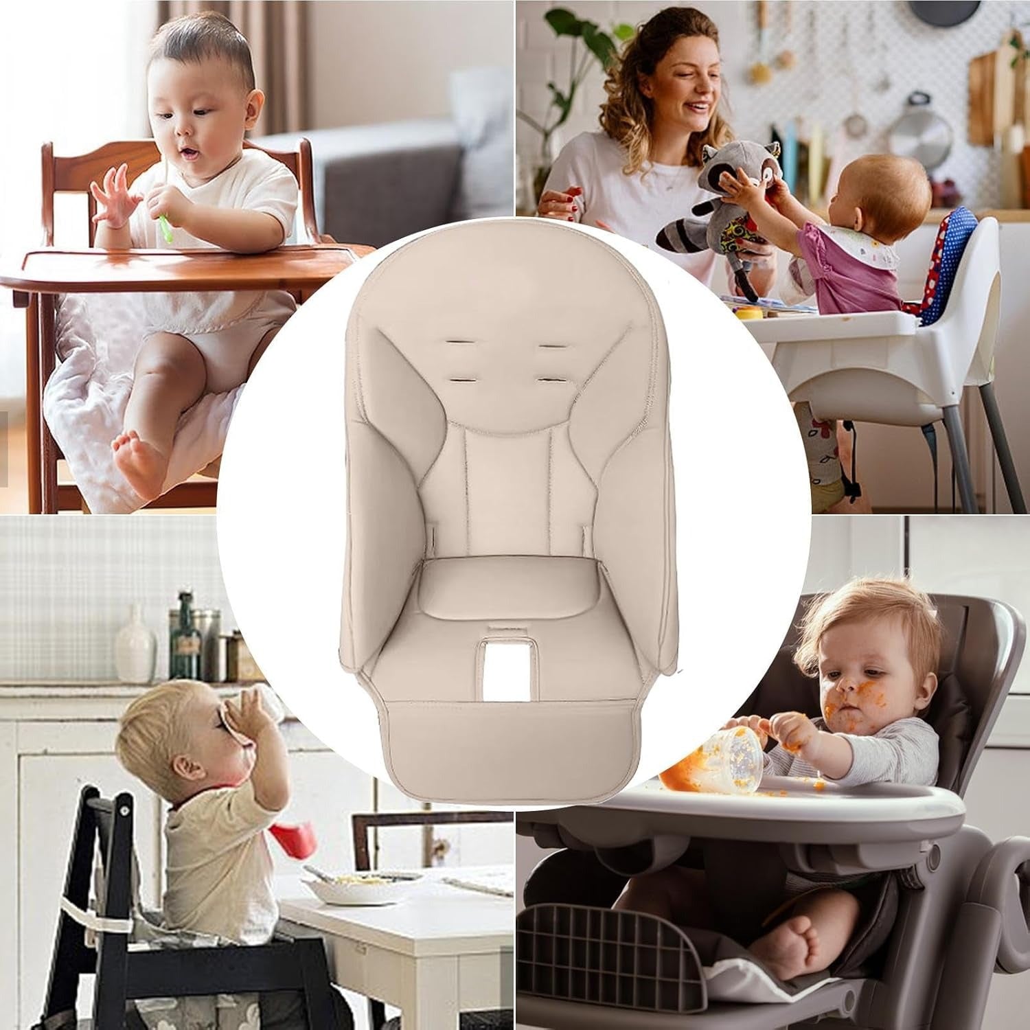 Coussin chaise haute beige pour bébé