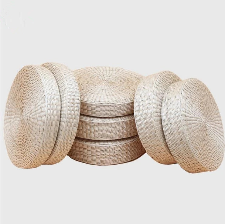 Coussin sol rond en paille naturelle