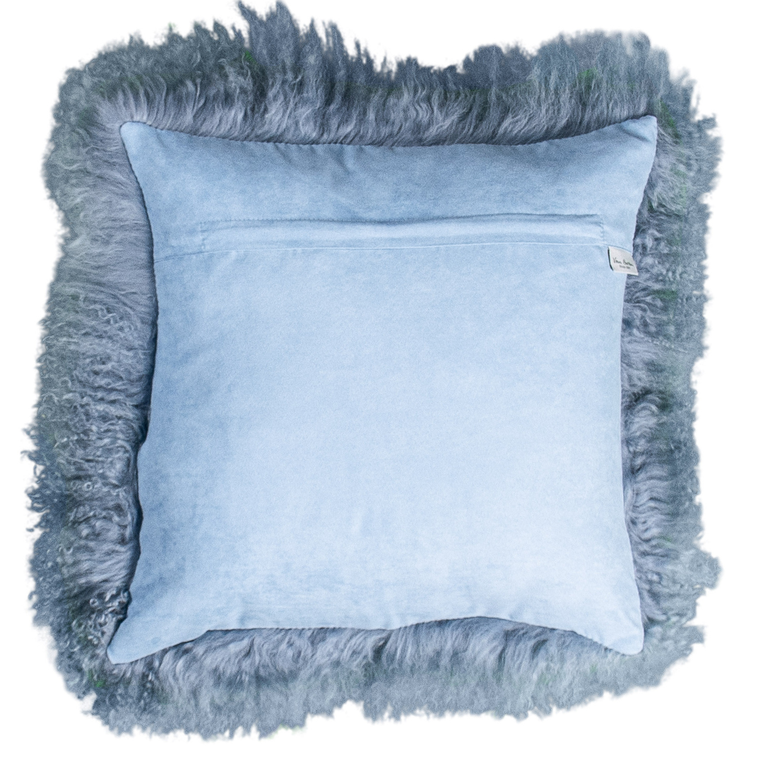 Dos de la housse carrée 45x45 cm en tissu doux assorti, avec fermeture éclair